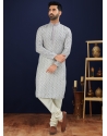 Heavy Cotton Grey Digital Printed Worked Kurta Pajama For Mens
