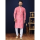 Pink Heavy Cotton Digital Printed Worked Kurta Pajama For Mens