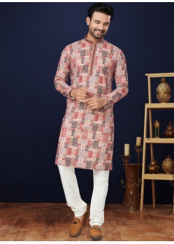 Heavy Cotton Digital Printed Worked Mens Kurta Pajama In Multi Colour For Mens
