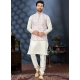White Silk Kurta Pajama With Heavy Cotton Multi Colour Jacket For Mens