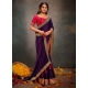 Purple Satin Silk Classic Sari With Patch Border And Swarovski Work