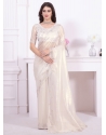 White Organza Zircon Work Classic Saree For Women