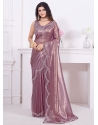 Purple Organza Trendy Saree With Zircon Work