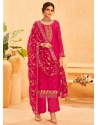 Embroidered Work Organza Salwar Suit In Pink For Ceremonial