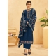 Embroidered Work Organza Salwar Suit In Blue For Ceremonial