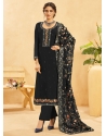 Embroidered Work Organza Salwar Suit In Black For Ceremonial
