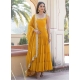 Yellow Faux Georgette Gown In Plain For Women