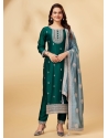 Embroidered Green Vichitra Silk Designer Salwar Suit