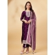 Embroidered Purple Vichitra Silk Designer Salwar Suit