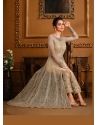 Heavy Embroidered Designer Beige Party Wear Front Cut Suit