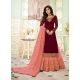 Maroon And Peach Heavy Embroidred Gharara Style Designer Suit