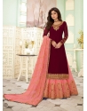 Maroon And Peach Heavy Embroidred Gharara Style Designer Suit