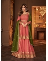 Peach Heavy Embroidred Gharara Style Designer Suit