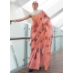 Peach Tissue Classic Sari With Print Work For Women