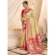 Cream Silk Contemporary Sari With Jacquard Work For Women