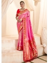 Jacquard Work Silk Classic Saree In Pink