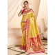Yellow Silk Trendy Saree With Jacquard Work For Women