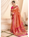 Peach Silk Jacquard Work Classic Sari