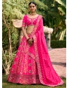 Gratifying Magenta Banarasi Silk Lehenga Choli With Embroidered And Weaving Work