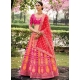 Pink Banarasi Silk Embroidered And Weaving Work A - Line Lehenga Choli
