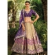 Beige And Purple Banarasi Silk Embroidered And Weaving Work Lehenga Choli