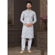 Heavy Cotton Light Grey Digital Printed Kurta Pajama For Mens