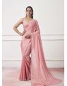 Party Wear Satin Georgette Saree In Peach