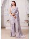 Georgette Satin Classic Sari In Grey