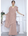 Peach Net Contemporary Sari