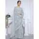 Embroidered And Stone Work Net Classic Sari In Grey For Ceremonial