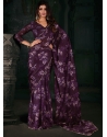 Wine Georgette Satin Classic Sari