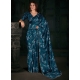 Exceptional Teal Georgette Satin Contemporary Sari