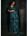 Rama Georgette Satin Digital Print Work Trendy Saree For Ceremonial