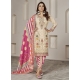 Embroidered And Mirror Work Chinon Salwar Suit In Cream