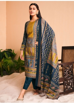 Blue Viscose Digital Print And Foil Print Work Salwar Suit For Festival