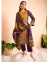 Purple Viscose Digital Print And Foil Print Work Trendy Suit For Women