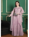 Cord Crystals And Resham Thread Work Net Salwar Suit In Purple