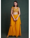 Mustard Chinon Trendy Suit With Embroidered And Sequins Work