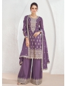Trendy Chinnon Silk Purple Palazzo Suit
