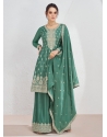 Green Chinnon Silk Trendy Palazzo Suit
