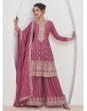 Trendy Chinnon Silk Pink Palazzo Suit