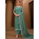 Turquoise Chiffon Swarovski Work Salwar Suit