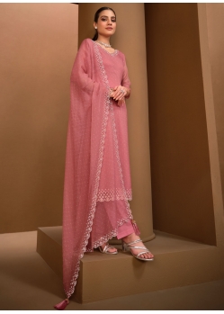 Pink Chiffon Swarovski Work Salwar Suit