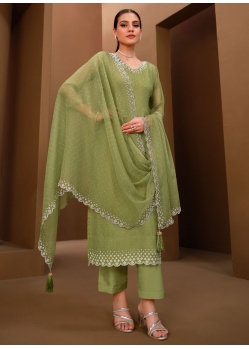 Green Chiffon Trendy Suit With Swarovski Work For Ceremonial