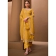 Flattering Yellow Chiffon Salwar Suit With Swarovski Work