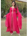 Hot Pink Faux Georgette Salwar Suit With Embroidered Work