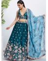 Embroidered Sequins And Thread Work Georgette A - Line Lehenga Choli In Teal