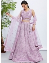 Purple Net Lehenga Choli With Cord Embroidered Sequins And Thread Work