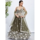 Green Georgette Cord Embroidered Sequins And Thread Work Lehenga Choli For Engagement
