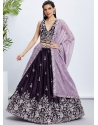 Purple Raw Silk Cord Embroidered Sequins And Thread Work A - Line Lehenga Choli